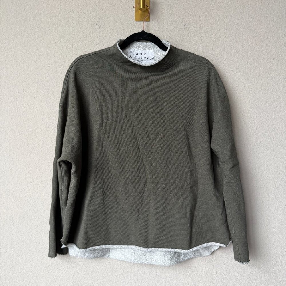 Frank & Eileen Funnel Neck Capelet Sweatshirt in Moss Size XS - Picture 2 of 6